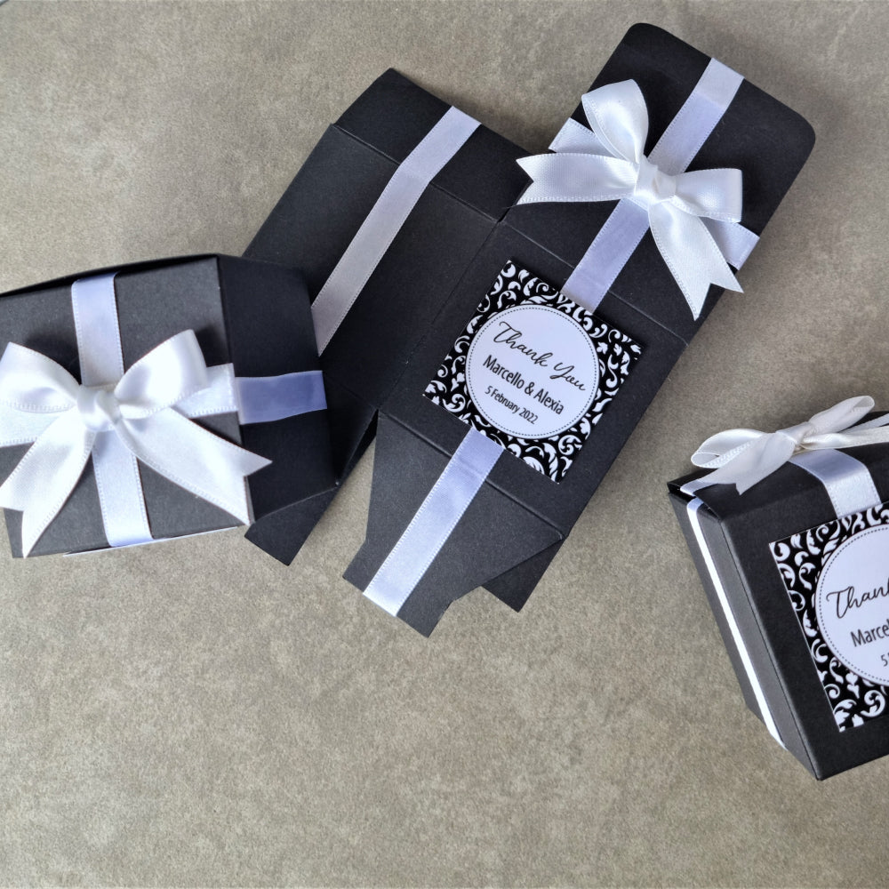Personalised Black Cube Shaped Favour Box DIY Merrypak