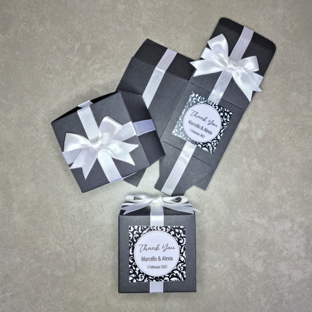 Personalised Black Cube Shaped Favour Box DIY Merrypak