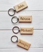 Rectangular Beech Wood Keyring (1553643929684)