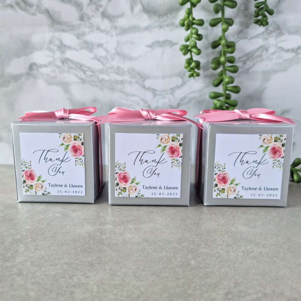 Personalised Silver Cube Shaped Favour Box DIY Merrypak