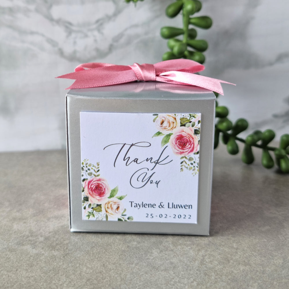 Personalised Silver Cube Shaped Favour Box DIY Merrypak