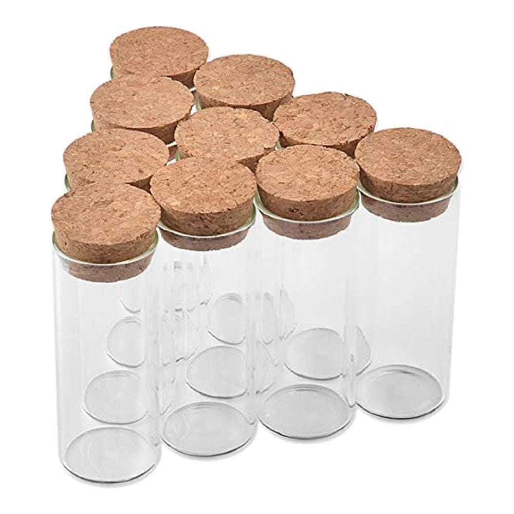 Glass tube jar with cork lid 70ml