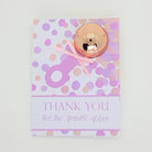 Pink Sprinkles Baby Rattle Lip balm Thank You Cards, gold, wedding favour
