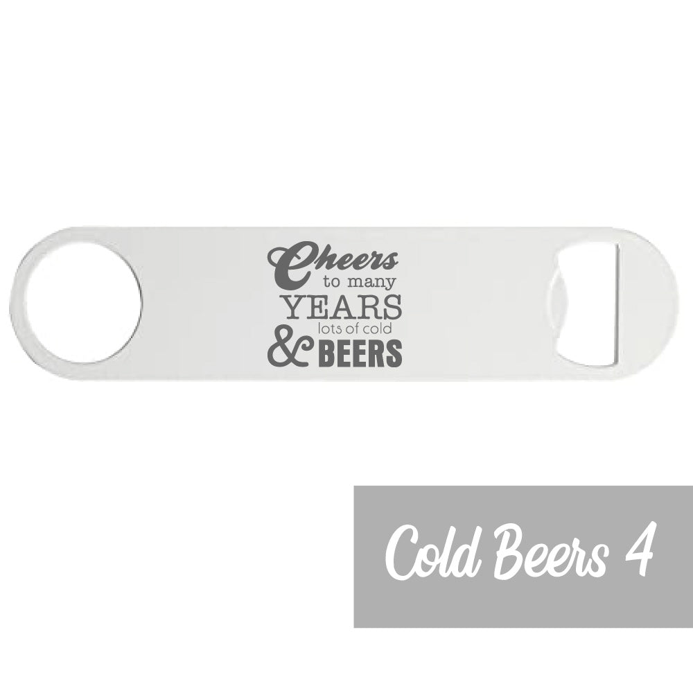Bar blade design reading cheers to many years and lots of cold beers
