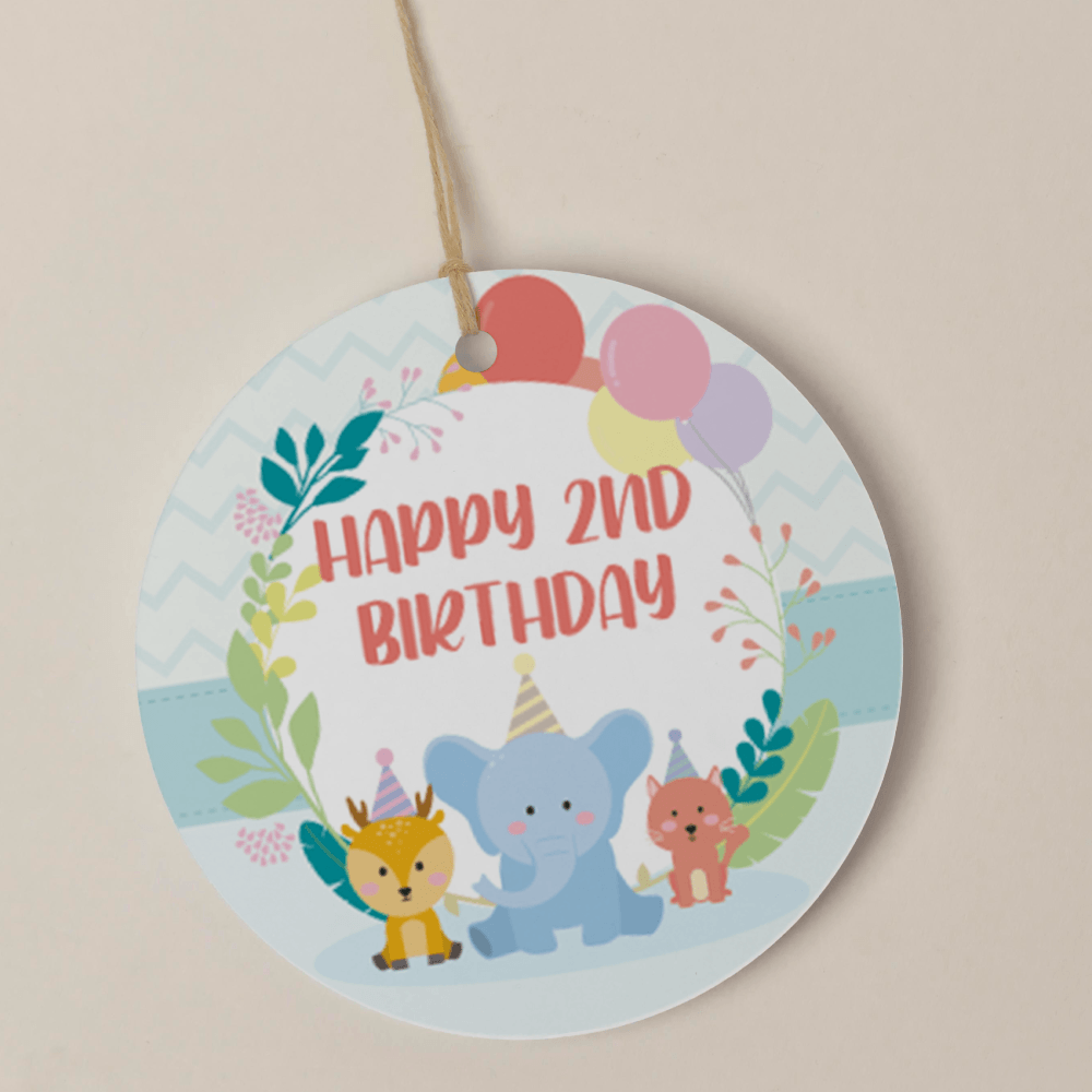 Thank you Tag/Stickers - Happy Birthday Baby Animals, blue, sticker