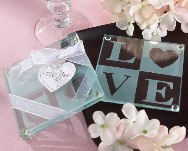 Love design Glass Coaster Wedding Favours (108213646)
