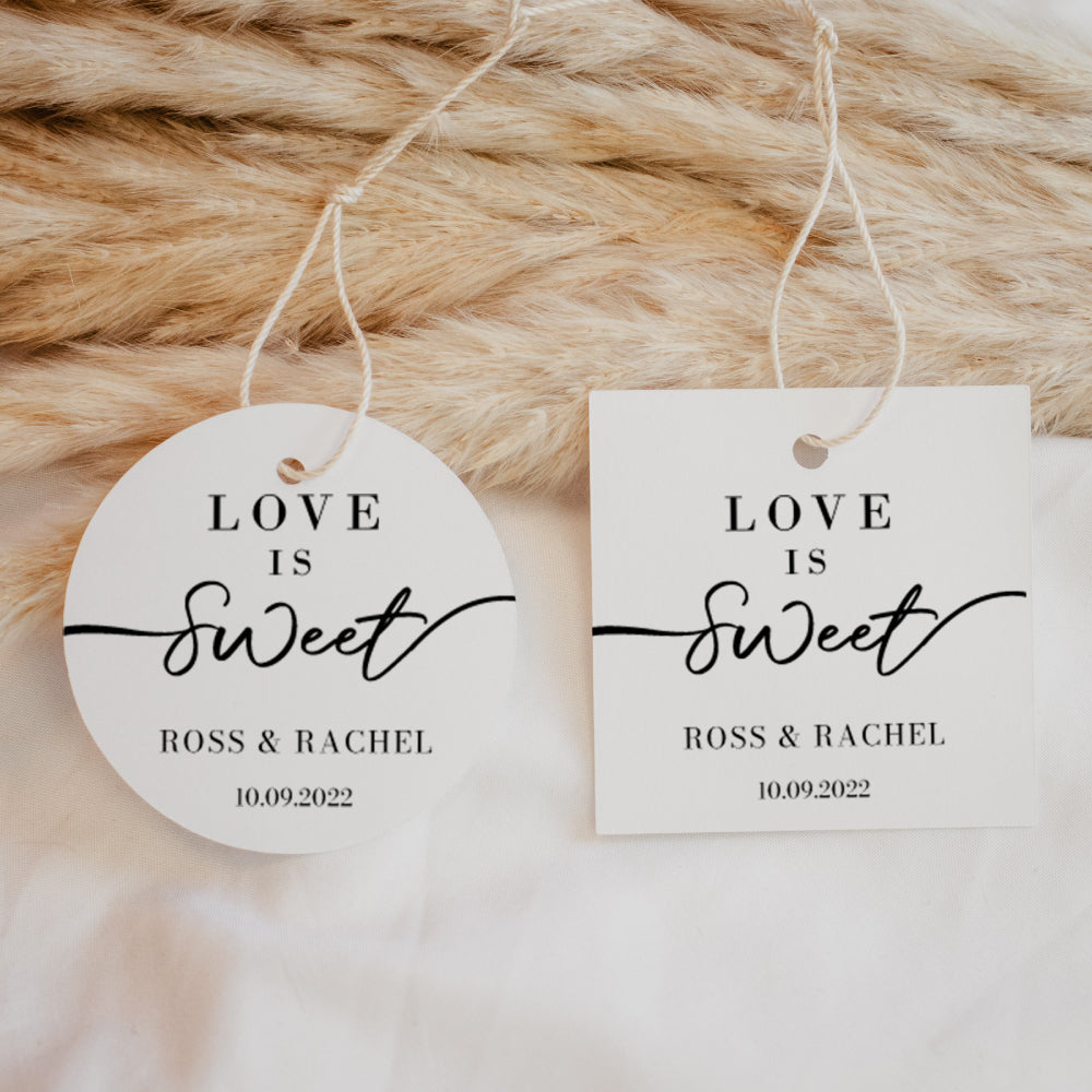 Thank You Tags/Stickers - Love is Sweet, wedding favour