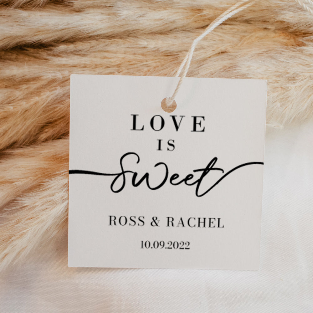Love is Sweet Honey Favour Thank You Tags Personalise it Simply Design Studio Square White