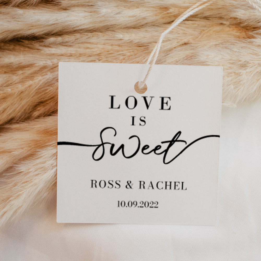 Love is Sweet Honey Favour Thank You Tags Personalise it Simply Design Studio Square White 