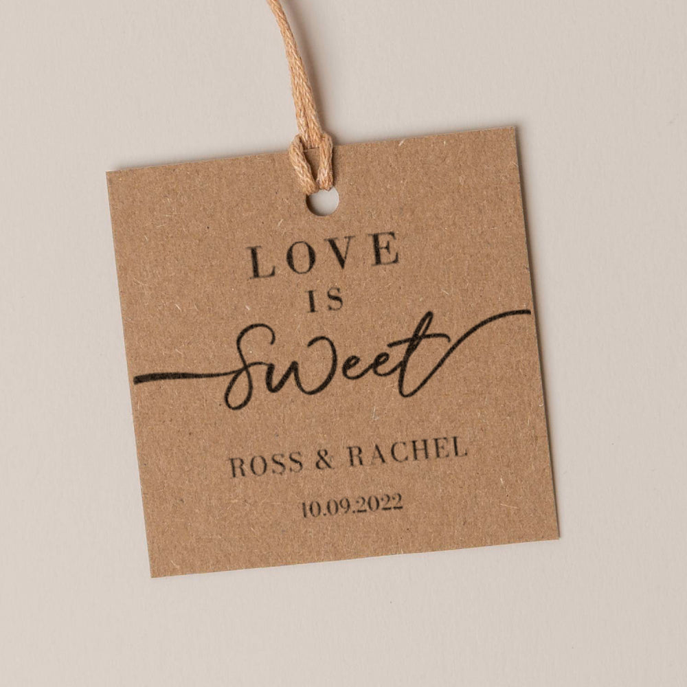 Love is Sweet Honey Favour Thank You Tags Personalise it Simply Design Studio Square Kraft