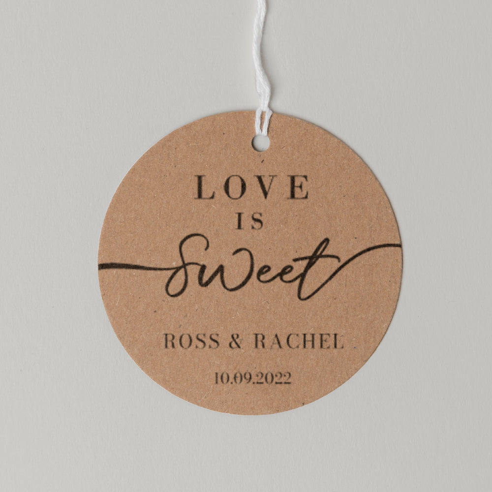 Love is Sweet Honey Favour Thank You Tags Personalise it Simply Design Studio Round Kraft