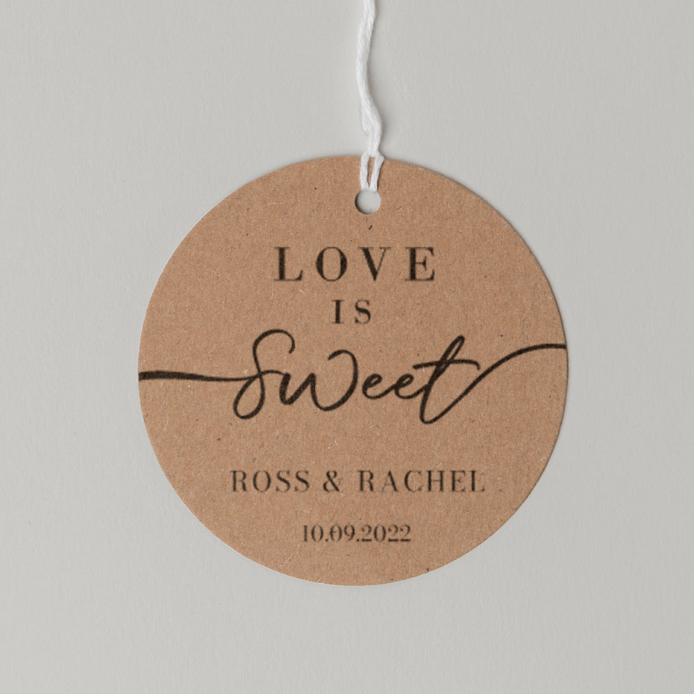 Love is Sweet Honey Favour Thank You Tags Personalise it Simply Design Studio Round Kraft 