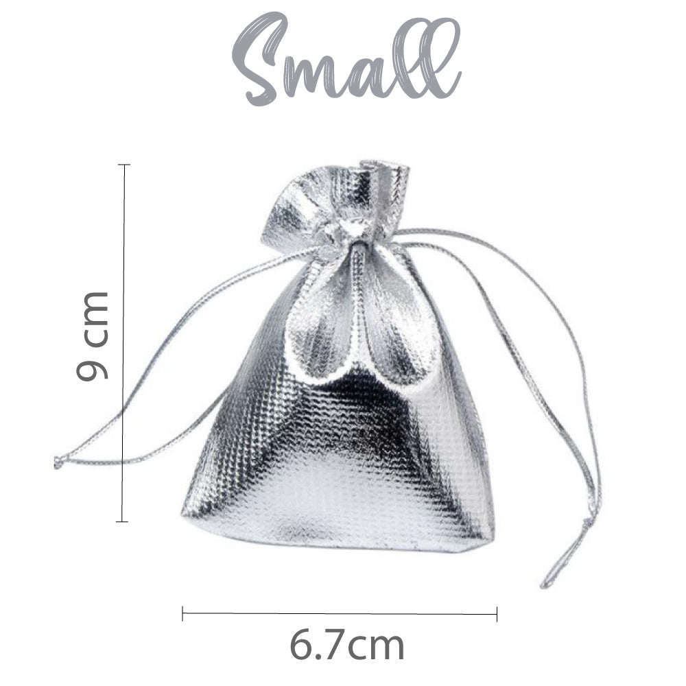 small silver metallic favour gift bags