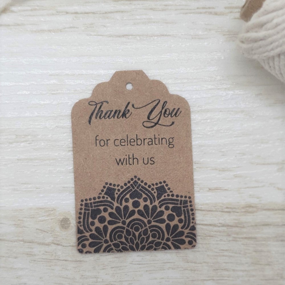 Kraft paper mandala design thank you tag