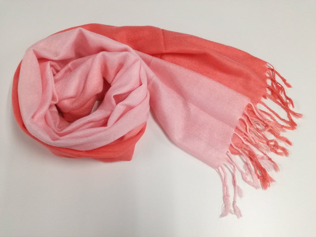 Soft coral pashmina with fading effect (9579771273)