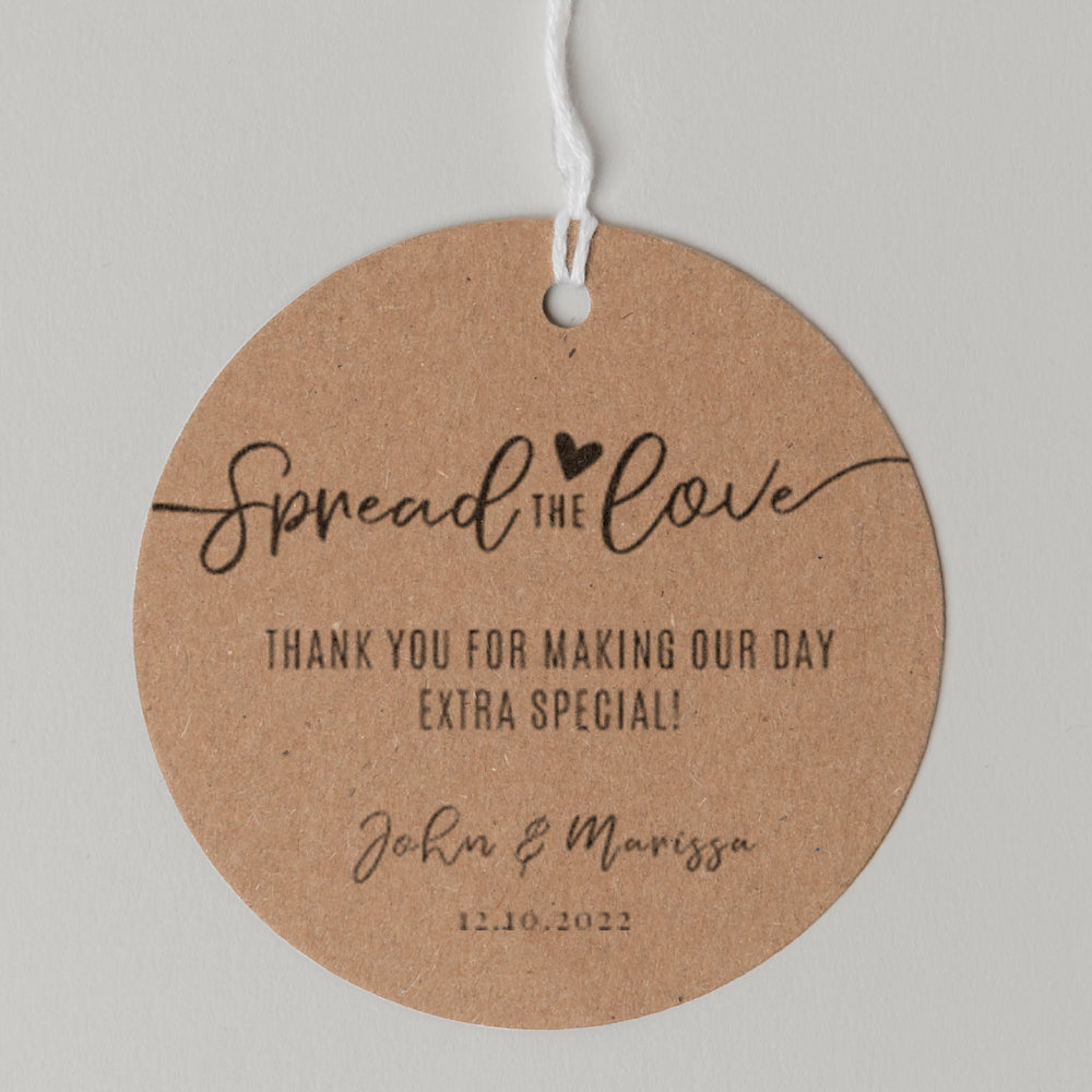 Spread the Love Favour Thank You Tags Personalise it Simply Design Studio Round Kraft