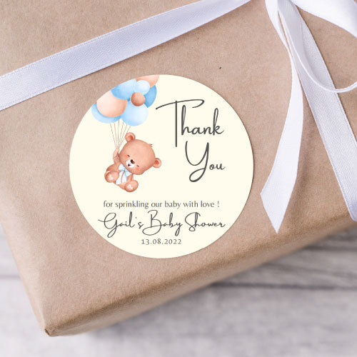 Stickers - Baby Bear with Blue Balloons