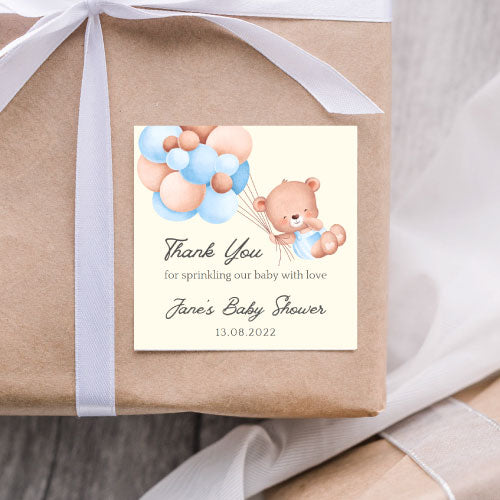 Stickers - Baby Bear with Blue Balloons