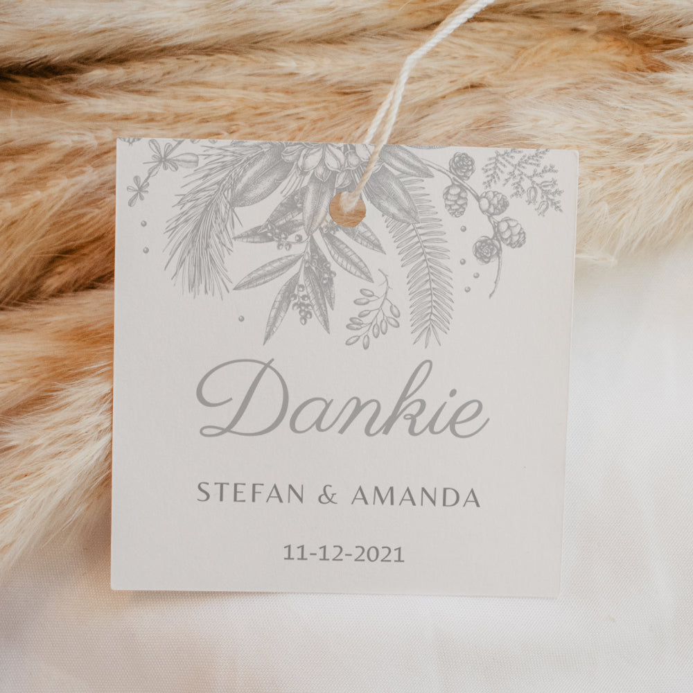 Thank You Tags/Stickers - Festive, silver, wedding favour