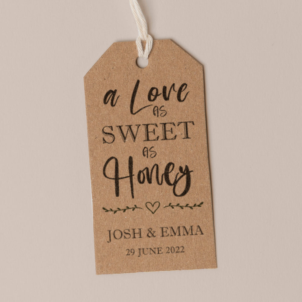 A Love as Sweet as Honey Rectangular Thank You Tags Personalise it Simply Design Studio Trimmed Kraft