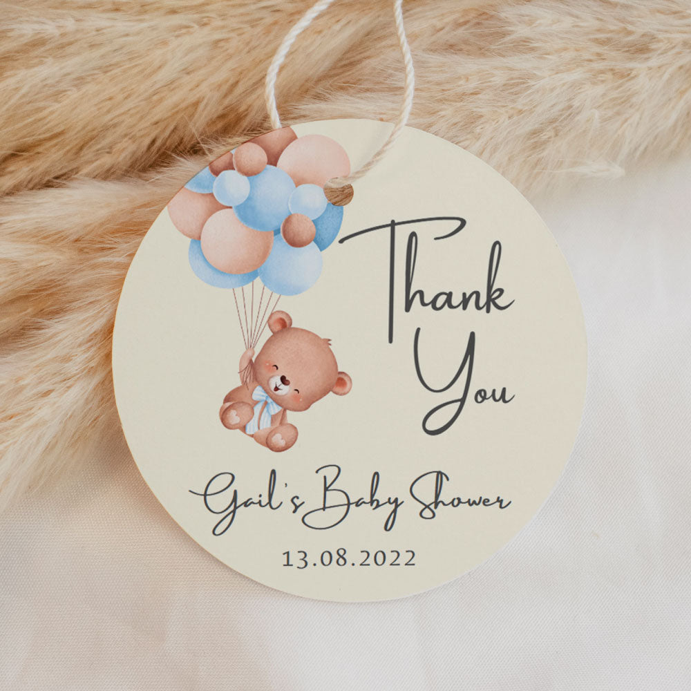 baby teddy bear thank you tag card