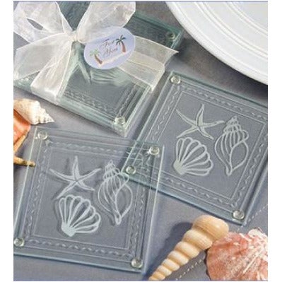 Frosted Shell & Starfish Coasters Wedding Favours (90564133)