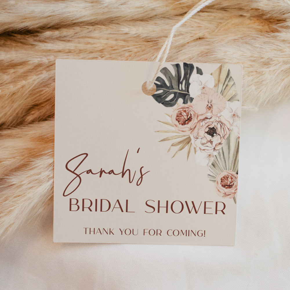 Thank You Tags/Stickers - Boho Bridal Shower, green, wedding favour
