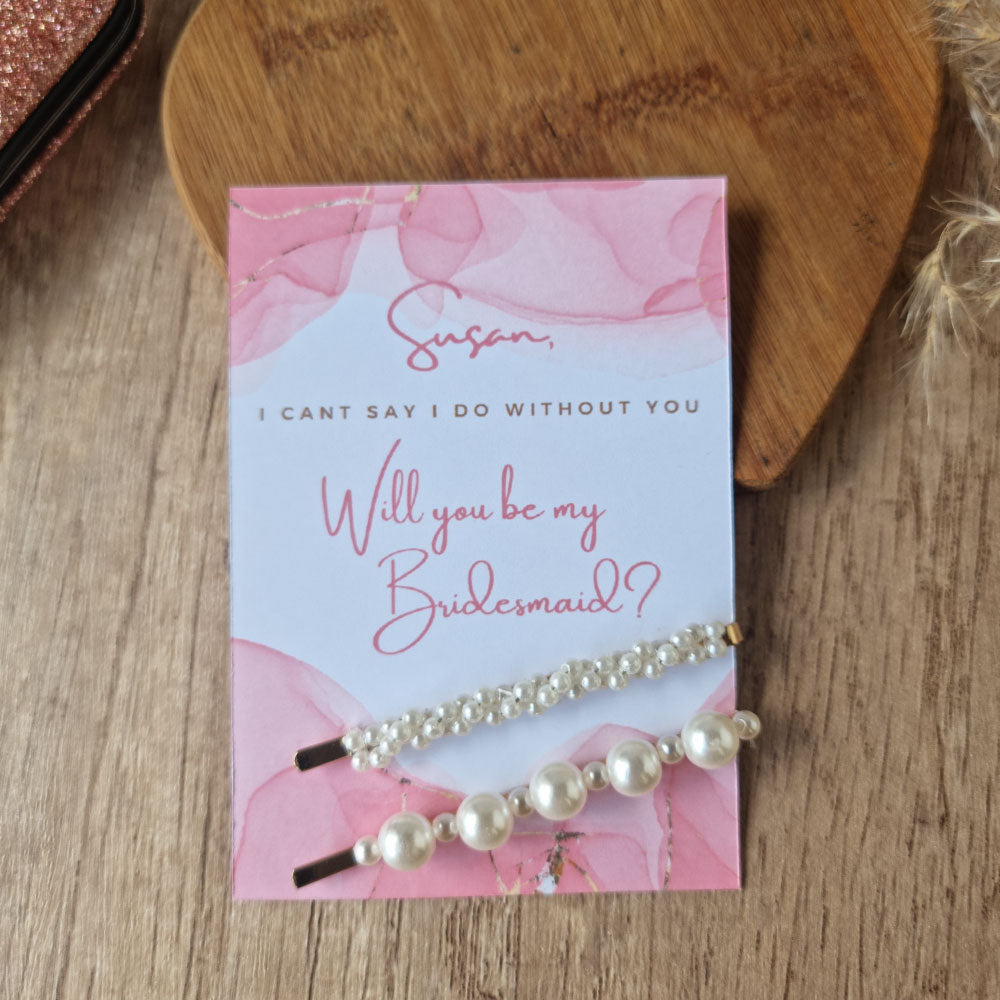 bridesmaid pearl hair clip gifts