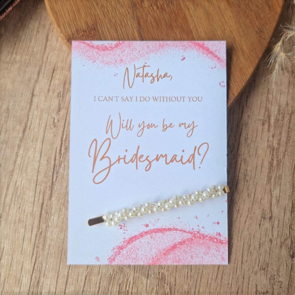 bridesmaid pearl hair clip gifts