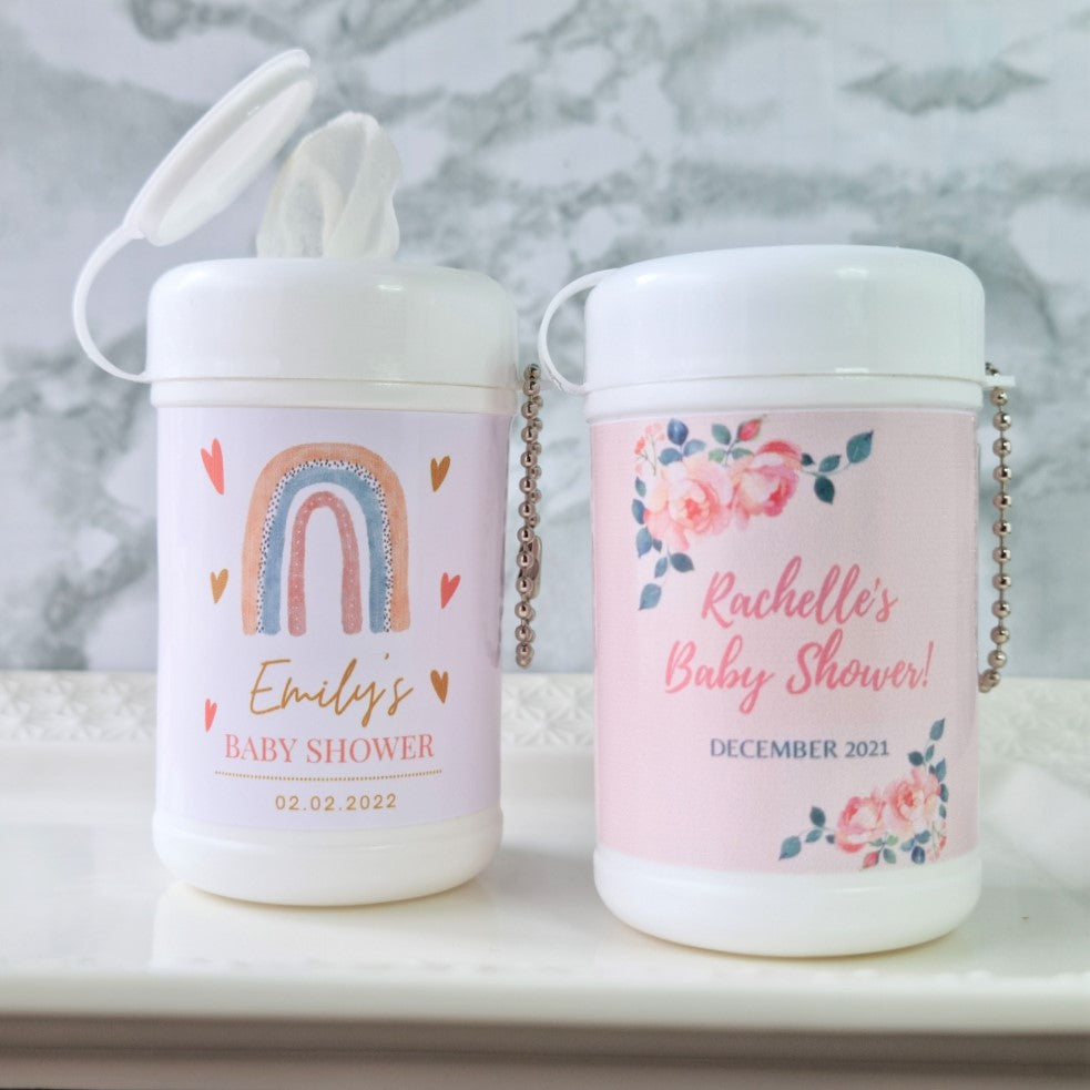 Personalised Mini Travel Size Wet Wipes on a Keyring, wedding favour