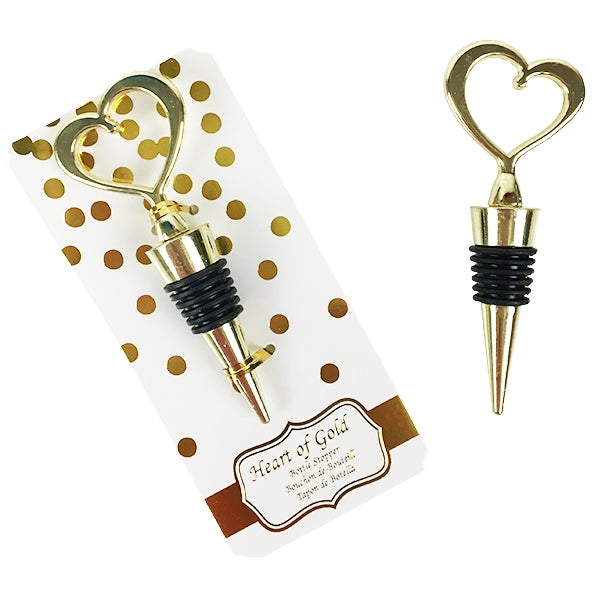 Heart of Gold Wine Bottle Stopper, gold, wedding favour