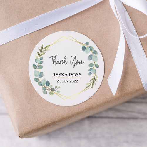 Luxury Eucalyptus on a Gold Frame - round Sticker