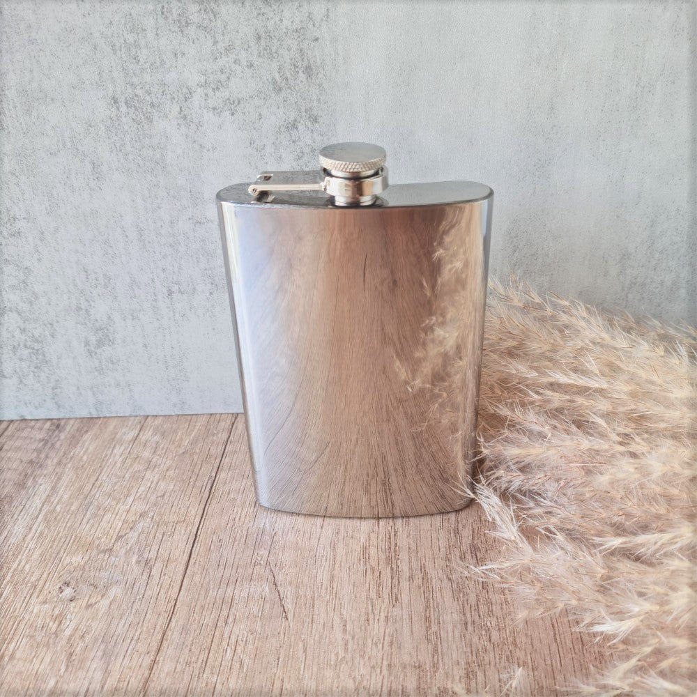 Large Hip Flask Wedding Favour 250ml, stainless steel, wedding favour
