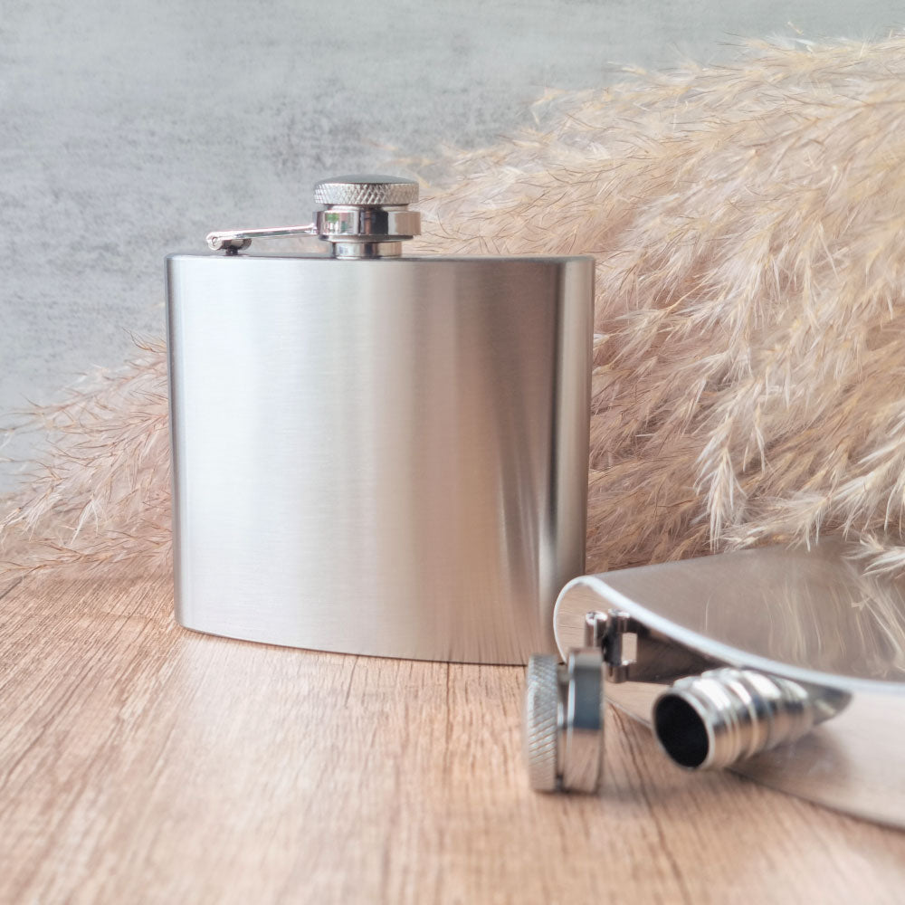 Hip Flask Wedding Favour, stainless steel, black