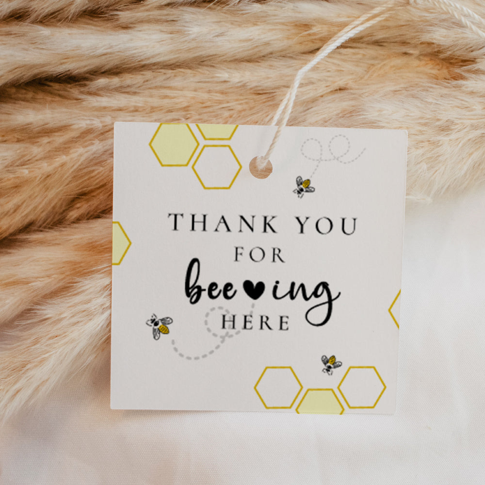 Meant To Bee Sweet Honey Favour Thank You Tags Personalise it Simply Design Studio Square White