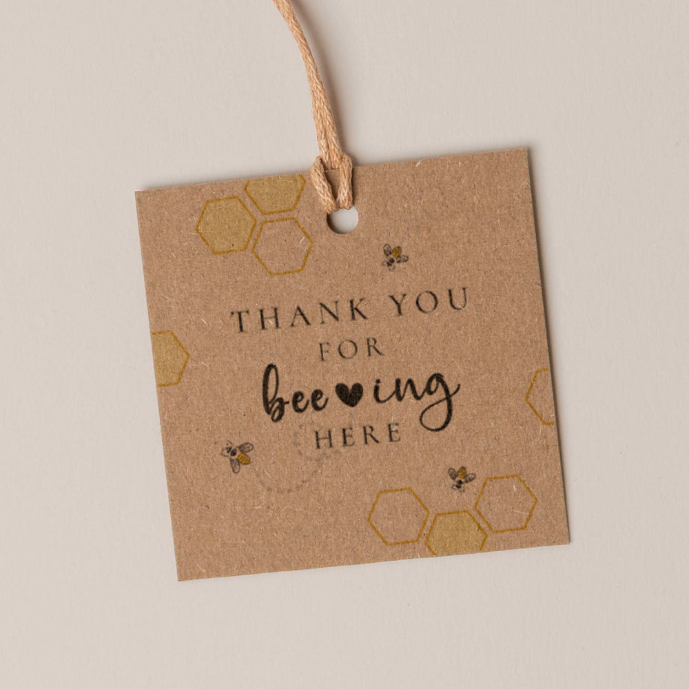 Meant To Bee Sweet Honey Favour Thank You Tags Personalise it Simply Design Studio Square Kraft