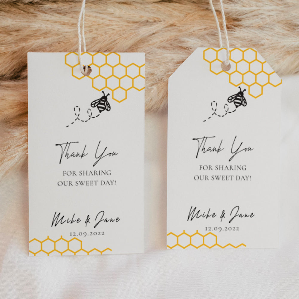 Thank You Tag - Rectangular - Thank You for Sharing Our Sweet Day, yellow, wedding favour