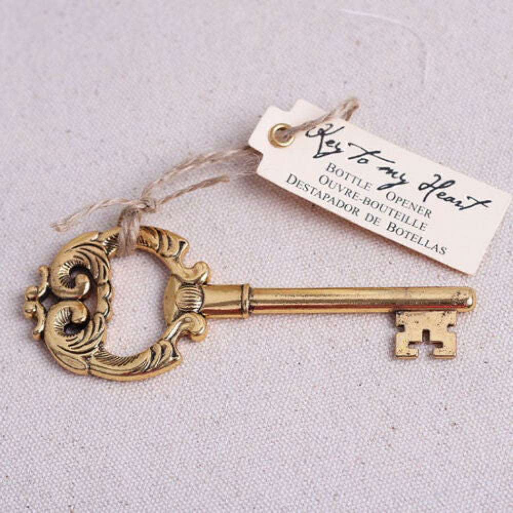 Key to My Heart Antique Gold Bottle Opener, metal, gold