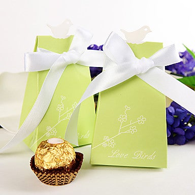 Love Bird Favour Box (each), green, wedding favour