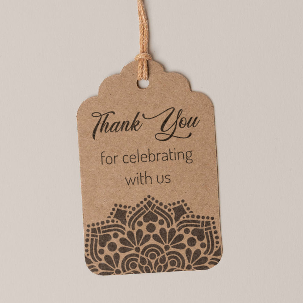 Thank you Tag - Mandala on Kraft, kraft, wedding favour