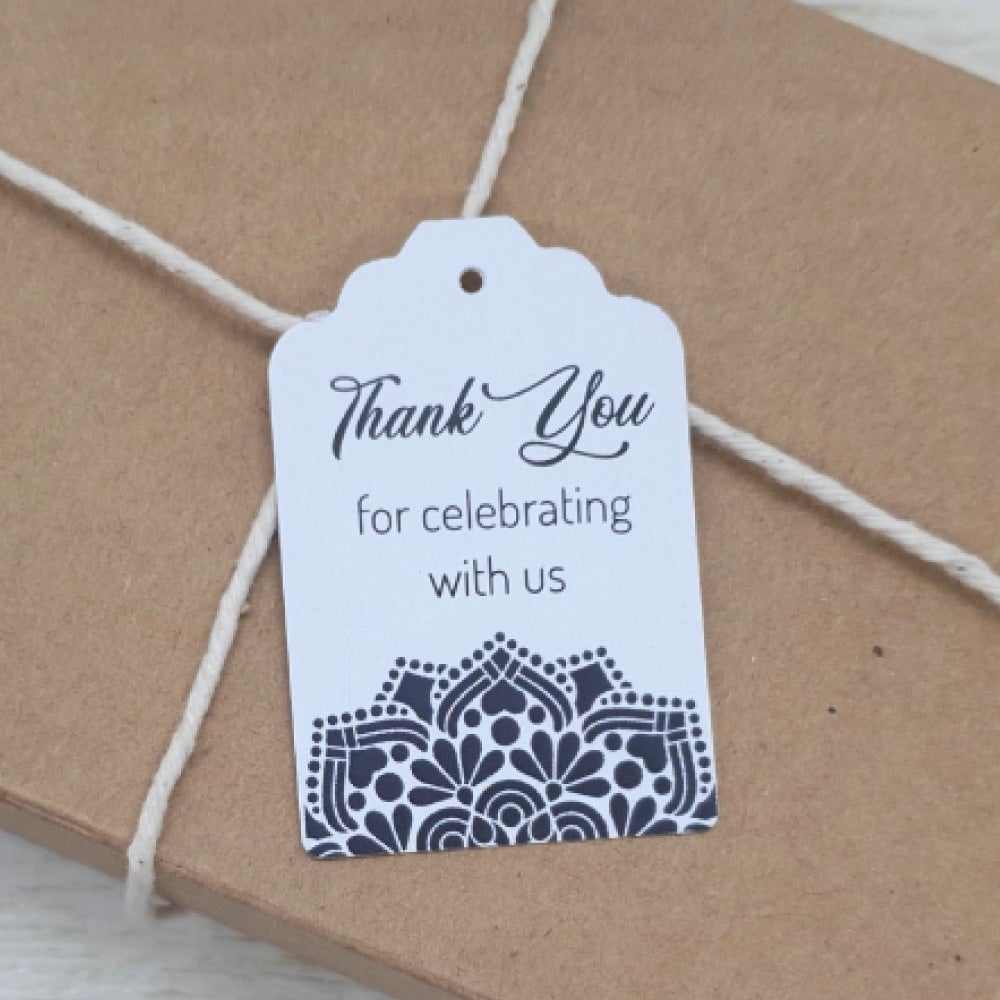 Thank You Tags - Mandala, kraft, black