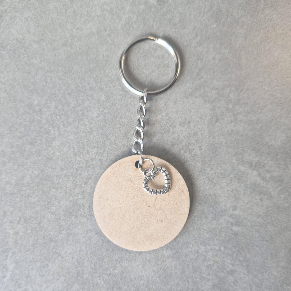 Personalised Round wooden keyring Simply Wedding Favours