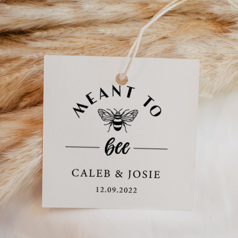 Meant To Bee Honey Favour Thank You Tags Personalise it Simply Design Studio Square White