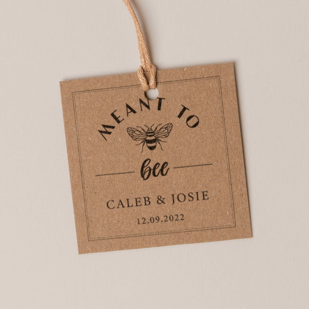 Meant To Bee Honey Favour Thank You Tags Personalise it Simply Design Studio Square Kraft 