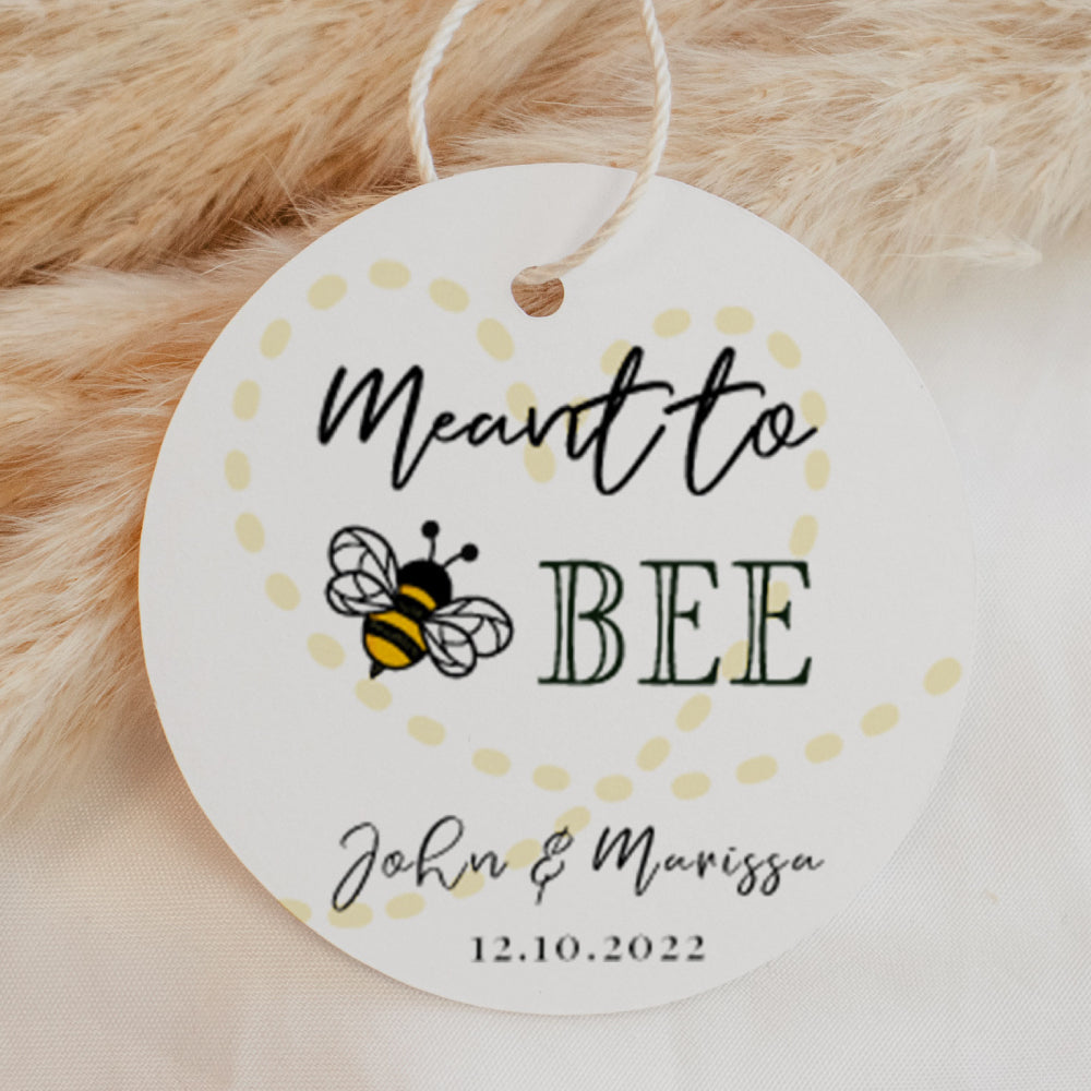 Meant To Bee Sweet Honey Favour Thank You Tags Personalise it Simply Design Studio Round White 