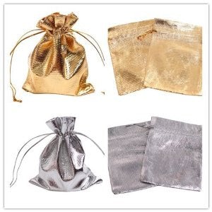 Metallic drawstring favour gift bags