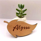 Personalised Leaf shaped wooden name place holders, wood, place card