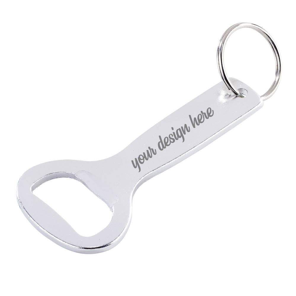 Bottle opener keyring silver with custom design