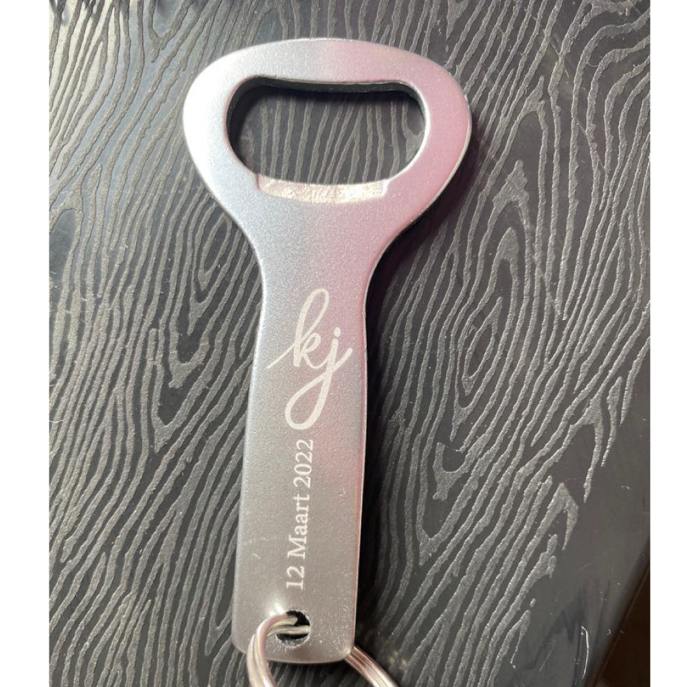 Bottle opener keyring silver