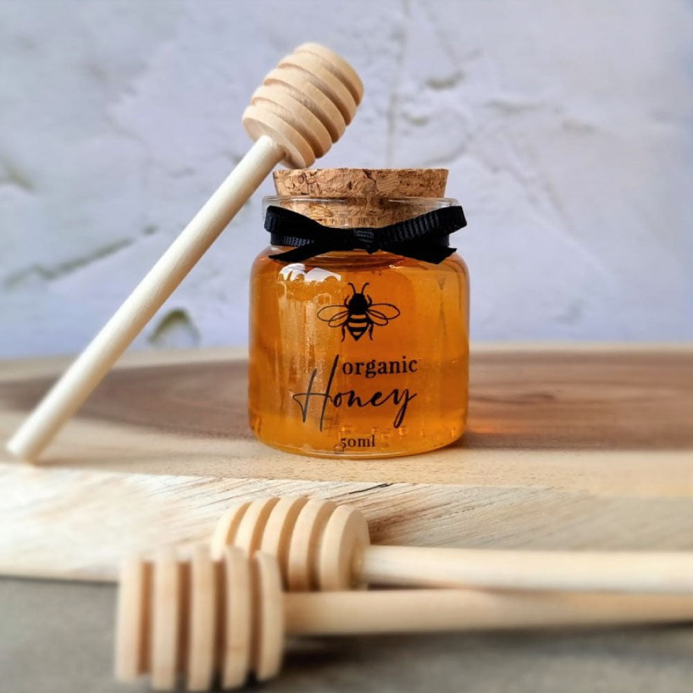Honey in a Mini Cork Jar with wooden honey dipper- 50ml